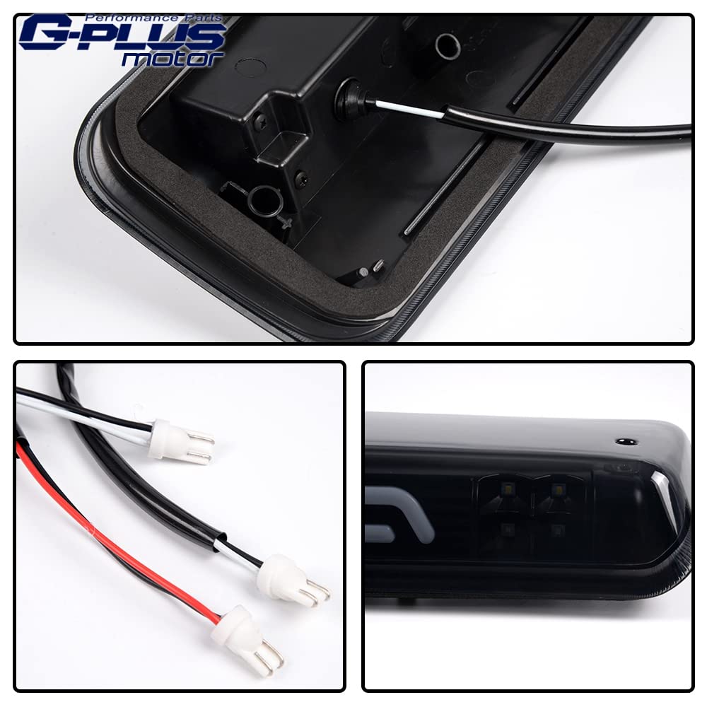G-PLUS Rear LED Third Brake Light Compatible with 2004-2008 Ford F150 Lobo/2006-2008 Lincoln Mark LT/2007-2010 Ford Explorer Sport Trac 3RD Cargo Led Tail Lamps (Smoky Lens Black Housing)