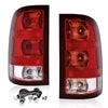 G-PLUS Tail Lights Lamps w/Bulbs & Wiring Harness Fit GMC Sierra 2007-2013 1500 2500 3500HD Red Lens Taillamps Brakelights Luces Traseras Faros TraserosAssembly Left+Right