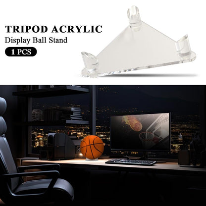 G-PLUS Tripod Acrylic Display Ball Stand Clear for Basketball Football Soccer Bowling, 3 Peg Holder