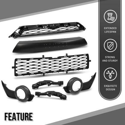 G-PLUS Front Bumper Grille Assembly Body Parts Kit Compatible with Toyota 4Runner TRD / SR5 2014-2019 TO2509104, TO1036148 Black