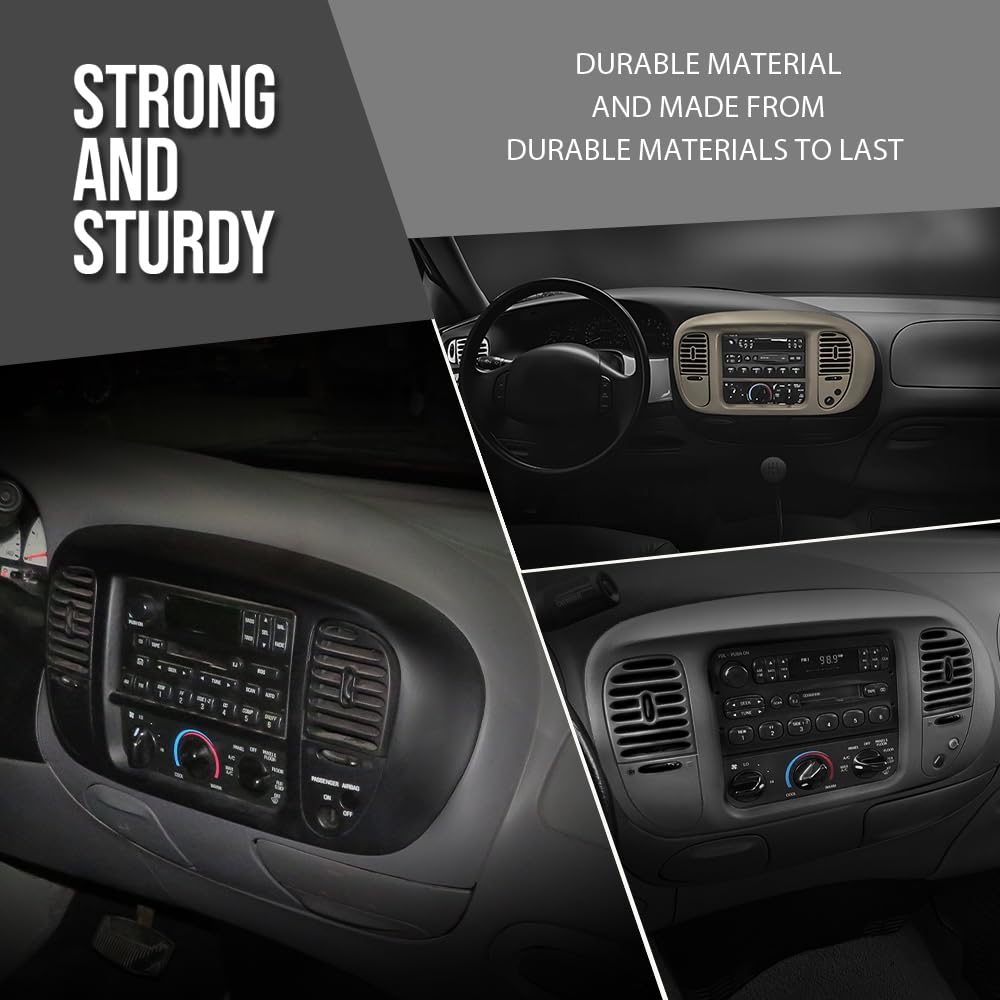 G-PLUS Center Dash Radio Bezel Compatible with Ford F150 Expedition 1997-2003 Black Dashboard Cover