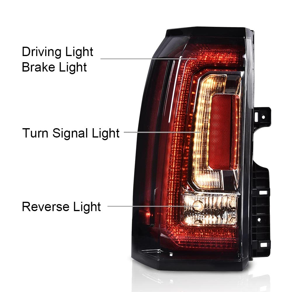 G-PLUS LED Bar Tail Light Compatible with GMC Yukon/Yukon XL 2015-2020, Left Driver Side, Red Luces Traseras Rear Brake Lamps Assembly
