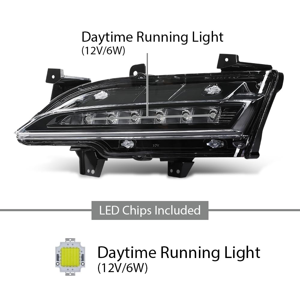 G-PLUS LED Front Fog Light Daytime Running Light Lamp Compatible with Lincoln MKC 2015-2018 EJ7Z13200D, FO2562100 Black Left Side