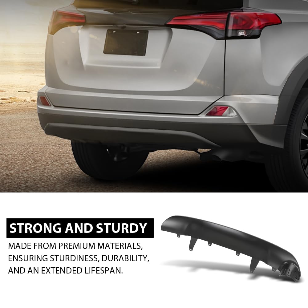 G-PLUS Rear Lower Bumper Valance Compatible with Toyota RAV4 Adventure/Platinum 2017-2018,Fit Toyota RAV4 (submodel: LE, Limited, SE, XLE) 2016-2018 524530R010, TO1195107 Black