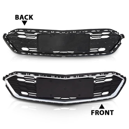 G-PLUS Honeycomb Grille Mesh Assembly Compatible with Chevy Cruze 2016-2018 Black Covers Automotive Car Front Bumper Lower