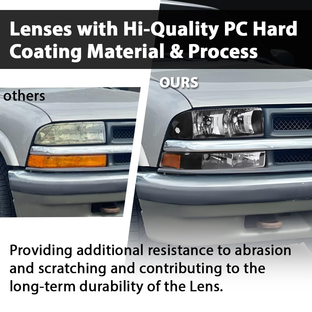 G-PLUS Headlights Compatible with Chevy Blazer 1998-2005 / Fits Chevy S10 Pickup 1998-2004 GM2521162