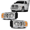 G-PLUS LED Headlights Headlamps Compatible with Dodge Ram 1500 2002-2005,Compatible with Dodge Ram 2500 3500 2003-2005 Chrome Clear Lens Clear Housing Amber Reflector,faros delanteros Assembly