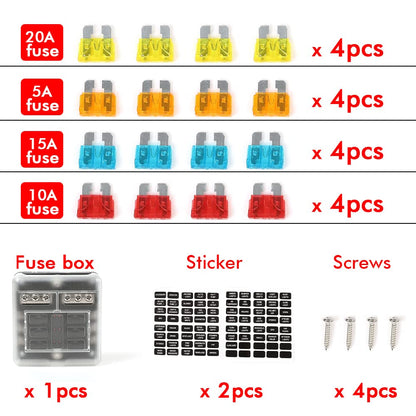 G-PLUS 6 Way Fuse Block Blade Fuse Box with LED Indicator for 12V 24V Car Marine 6 Circuit Fuse Holder Fuse Block 12V/24V 6 Way Car Auto Blade Fuse Board Box