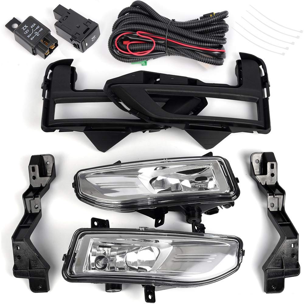 G-PLUS Front Bumper Fog Lights Set W/Bracket Compatible with Nissan Rogue S SL SV 2017-2018 Clear Lens Driving Fog Lamps A Pair W/Bezel Switch Wires Kit