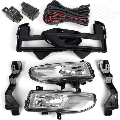 G-PLUS Front Bumper Fog Lights Set W/Bracket Compatible with Nissan Rogue S SL SV 2017-2018 Clear Lens Driving Fog Lamps A Pair W/Bezel Switch Wires Kit