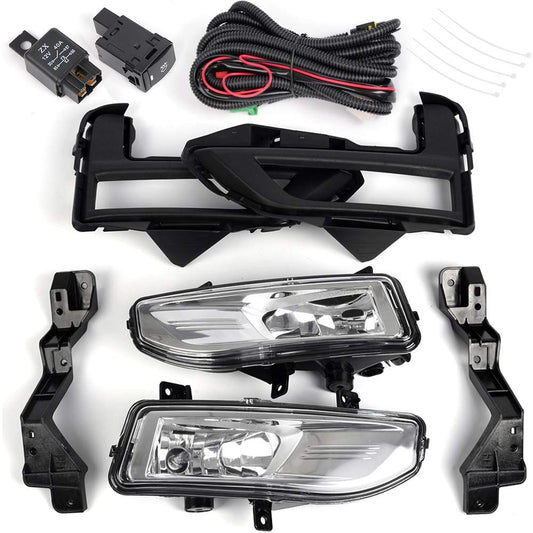 G-PLUS Front Bumper Fog Lights Set W/Bracket Compatible with Nissan Rogue S SL SV 2017-2018 Clear Lens Driving Fog Lamps A Pair W/Bezel Switch Wires Kit