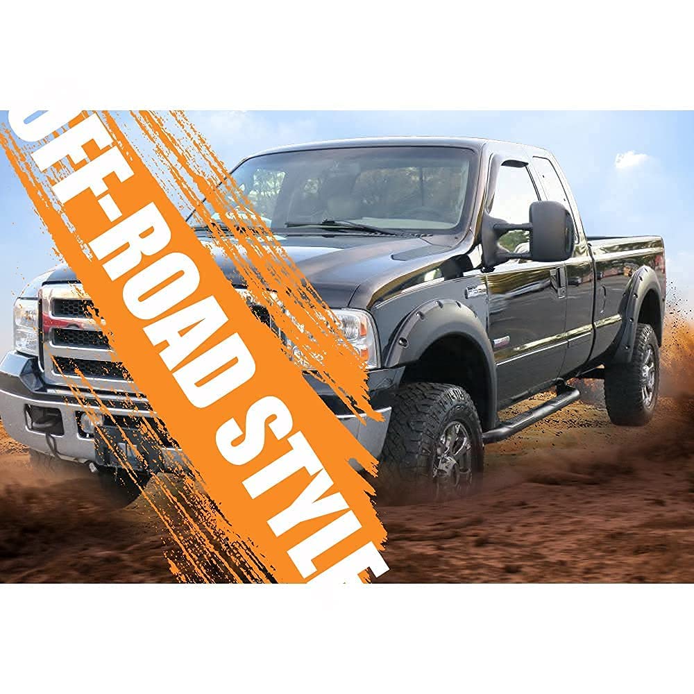G-PLUS Rugged Fender Flares Compatible with Dodge Ram 1500 2002-2008/Compatible with Dodge Ram 2500 3500 2003-2009 Textured Pocket Riveted Style Wheel Flares 4 Pcs