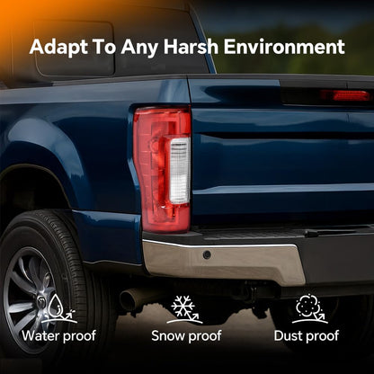 G-PLUS Taillights Rear Compatible with Ford F250 F350 Super Duty 2017-2019 Left Driver Side w/o Bulbs,Taillamps (w/o Blind Spot) Red Lens Chrome Housing Luces TraserasAssembly