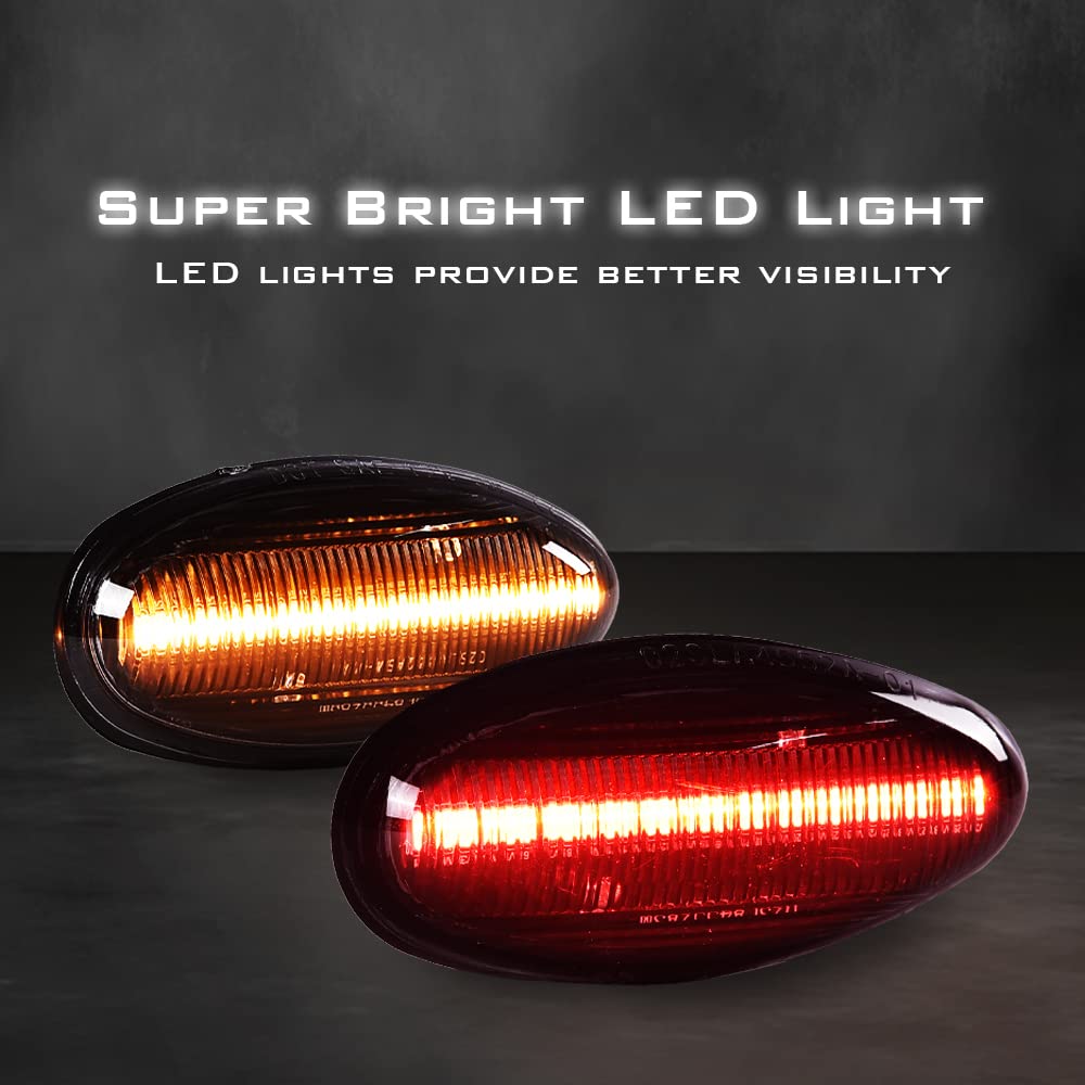 G-PLUS Side Marker Light Set Compatible with Chevy Silverado 2500HD 3500HD 2001-2014 /Fit for GMC Sierra 2500HD 3500HD 2001-2014 LED Marker Lamps Smoke Lens 4Pcs/Set 16530173 16530177