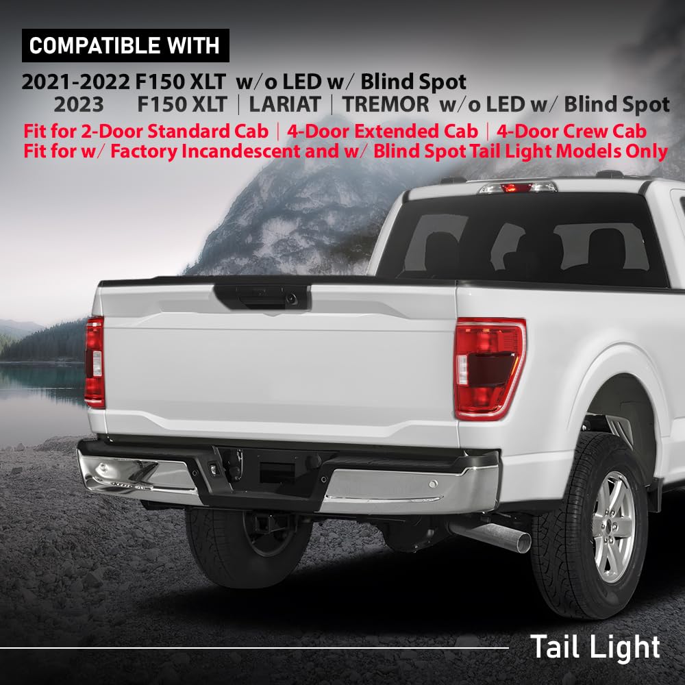 G-PLUS LED Tail Lights Rear Brake Lamp Left and Right Compatible with Ford F150 XLT 2021-2023 w/Blind Spot Fit for w/Factory Incandescent Model Red Lens Luces TraserasAssembly