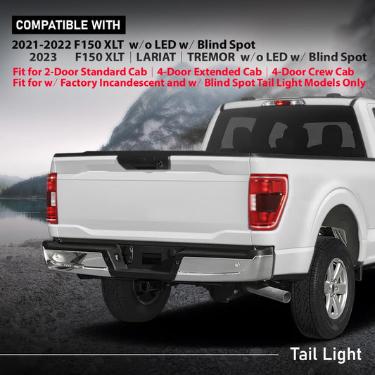 G-PLUS LED Tail Lights Rear Brake Lamp Left and Right Compatible with Ford F150 XLT 2021-2023 w/Blind Spot Fit for w/Factory Incandescent Model Red Lens Luces TraserasAssembly