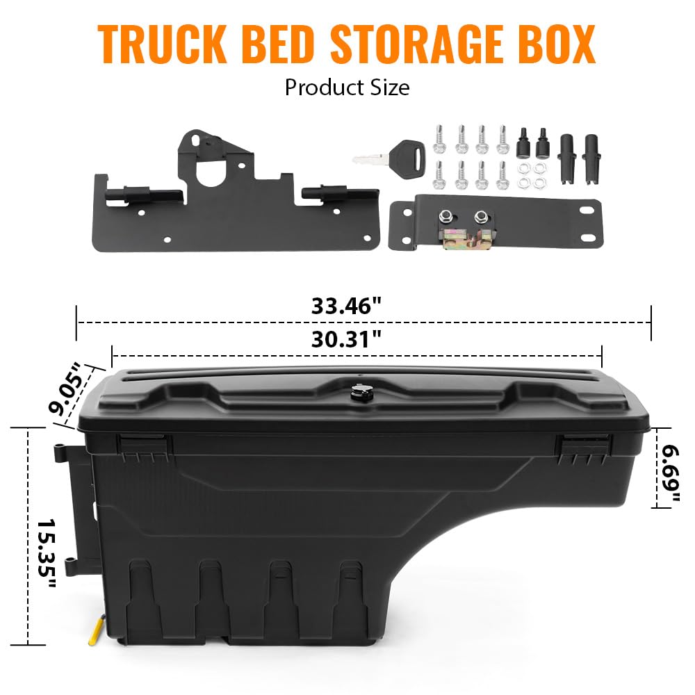 G-PLUS Truck Bed Storage Box Left Driver and Right Passenger Side Compatible with Compatible with Toyota Tacoma 2005-2020 All Engine Rear Tool Box Black 2PCS