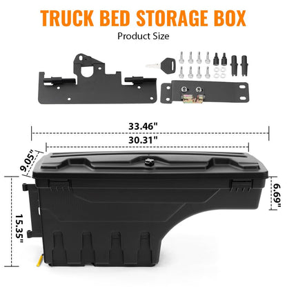 G-PLUS Truck Bed Storage Box Left Driver and Right Passenger Side Compatible with Compatible with Toyota Tacoma 2005-2020 All Engine Rear Tool Box Black 2PCS