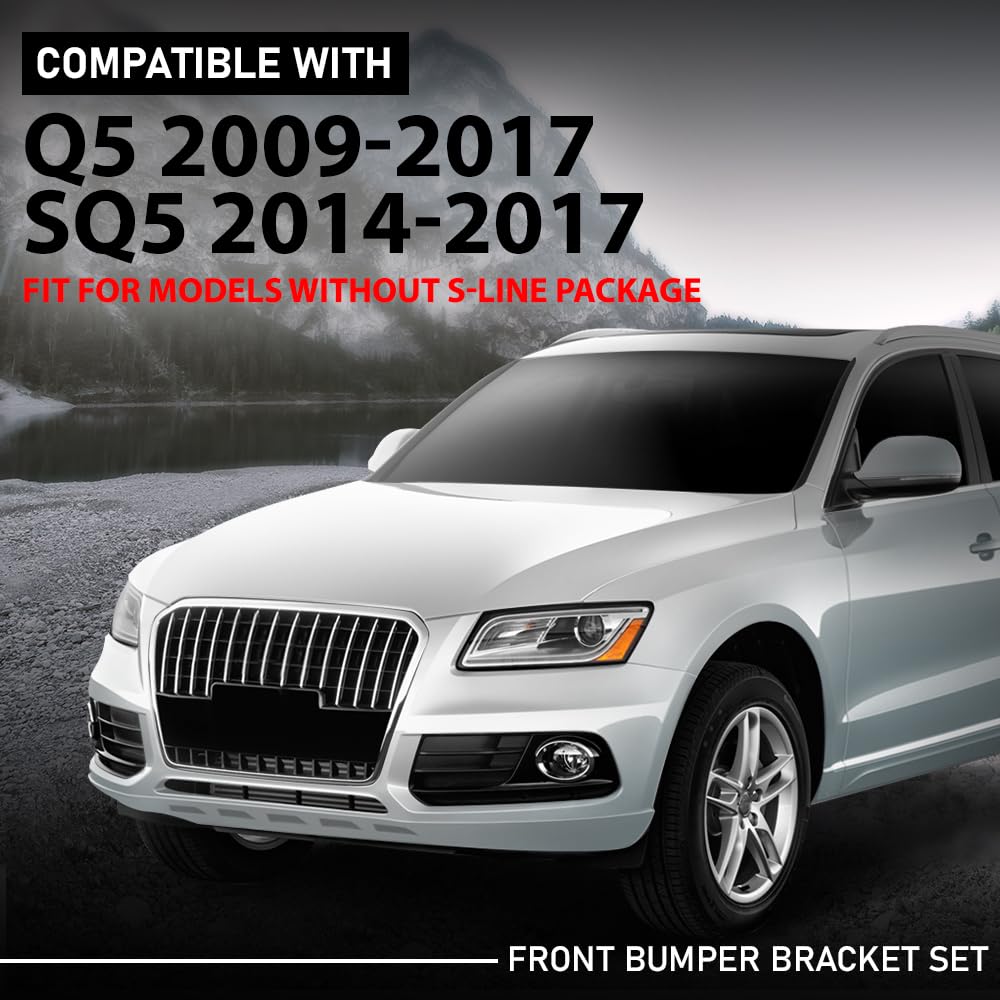 G-PLUS Pair Front Bumper Brackets, Compatible with Audi Q5 2009-2016/ SQ5 2014-2017, Left Driver & Right Passenger Side 2PCS, 8R0807284C, 8R0807283C