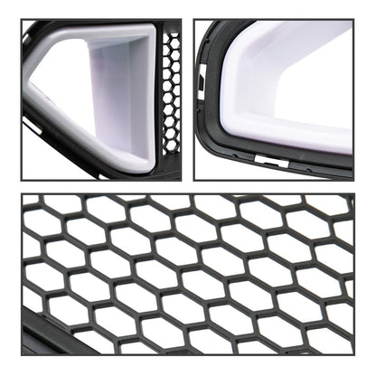 G-PLUS Front Hood Bumper Upper Grille Triangle LED DRL Strip Mesh Styling Compatible With Ford Mustang 2018-2020 (not fit Shelby GT500 models)