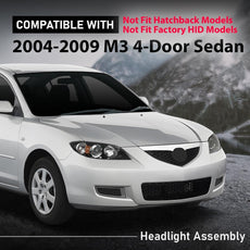 G-PLUS Headlights Assembly for Mazda 3 Sedan 2004-2009 Clear Lens Black Housing Front View