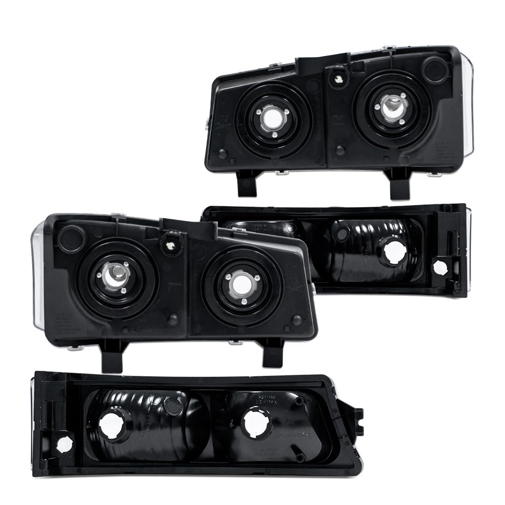 G-PLUS Headlights Assembly, Compatible with 2003 2004 2005 2006 Chevy Avalanche 1500 2500 Bumper Headlamps, Clear Lens Chrome Housing Clear Reflector,faros delanteros