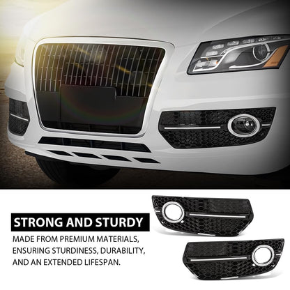 G-PLUS Pair Front Fog Light Cover Bezel, Compatible with Audi Q5 2009-2012, LH Driver & RH Passenger 2PCS, Gloss Black, 8R0807682A01C, 8R0807681A01C