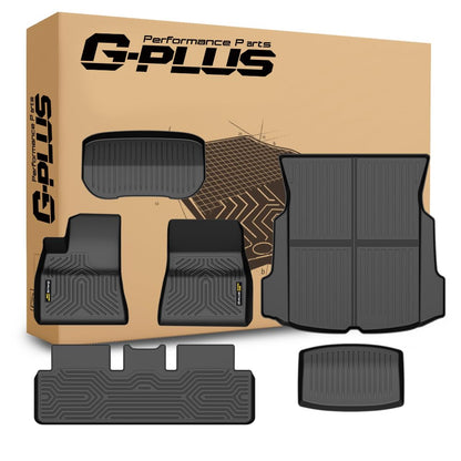 G-PLUS Model 3 Floor Mats & Cargo Liner Fit Tesla Model 3 2017-2023 Floor Liners TPE Custom Fit All Weather Full Cover Protection 1st & 2nd & 3rd Row Car Floor Mats,alfombras para carro Black 6PCS
