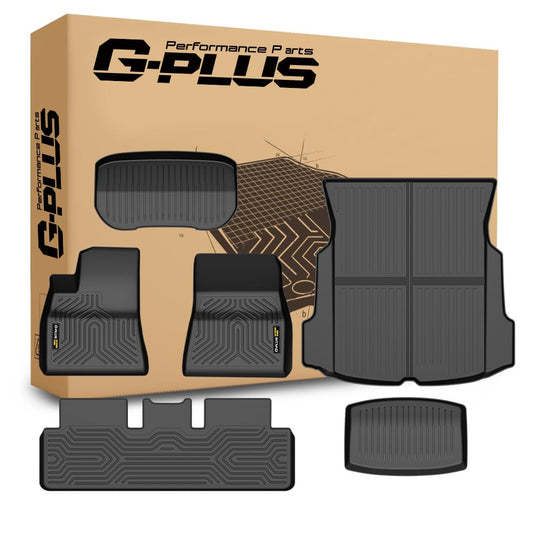G-PLUS Model 3 Floor Mats & Cargo Liner Fit Tesla Model 3 2017-2023 Floor Liners TPE Custom Fit All Weather Full Cover Protection 1st & 2nd & 3rd Row Car Floor Mats,alfombras para carro Black 6PCS