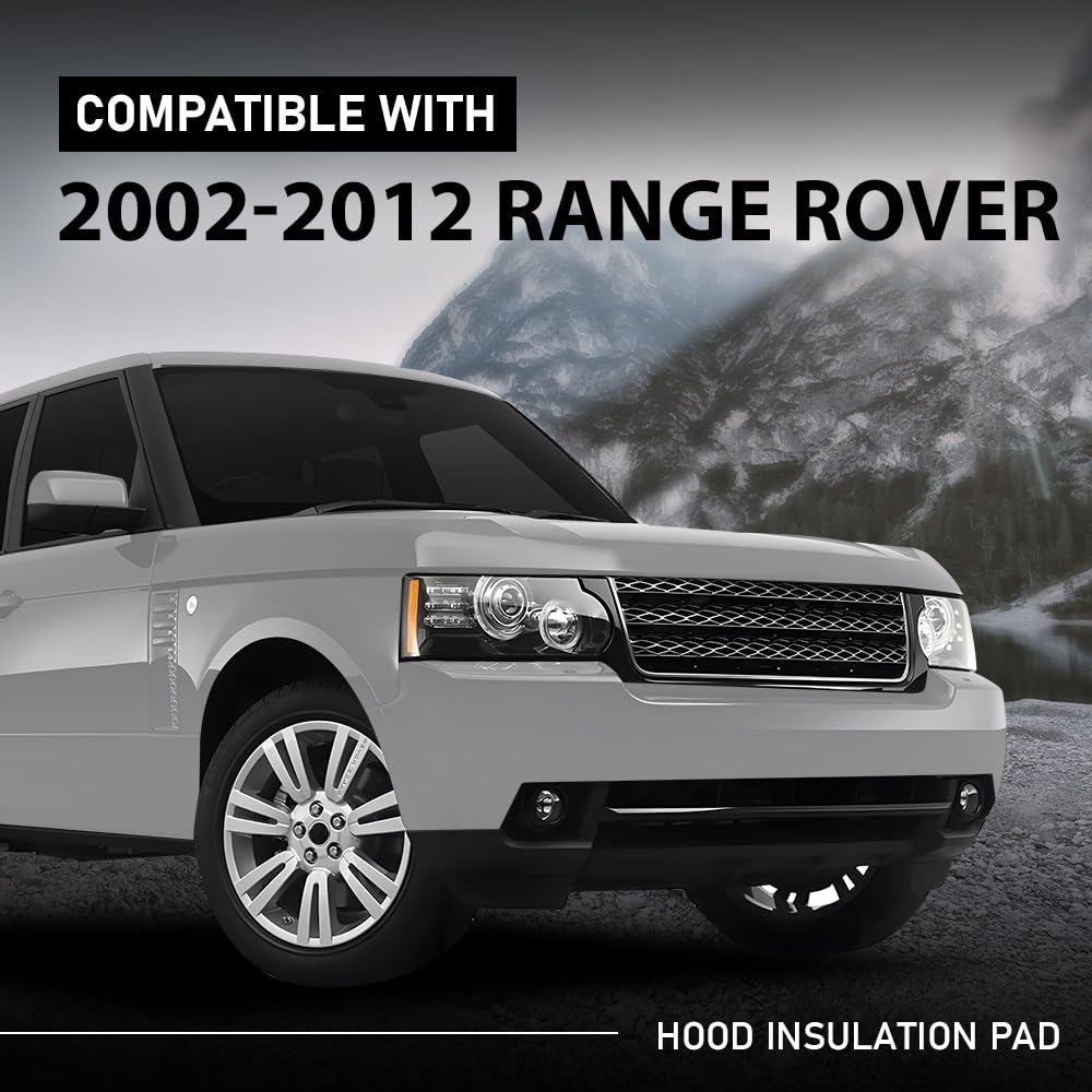 G-PLUS Hood Insulation Pad with Clips Black Compatible with 2002-2012 Land Rover Range Rover