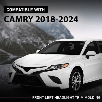 G-PLUS Front Left Headlight Trim Molding Compatible with Toyota Camry SE XSE 2018-2024 Black 5271306100, 5271333030