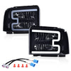 G-PLUS LED Bar Headlights Assembly Fit Ford F250 F350 F450 F550 Super Duty 2005-2007,Fit Ford Excursion 2005 Smoke Lens Black Housing DRL Headlamps w/Wiring,faros delanteros