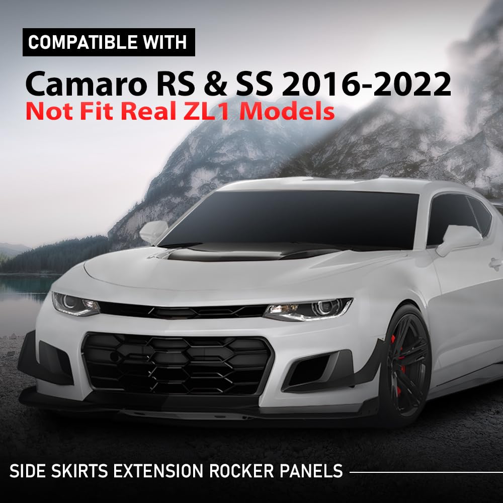 G-PLUS Side Skirts Extension Rocker Panels Compatible with Chevy Camaro RS & SS 2016-2022,Not Fit Real ZL1 Models