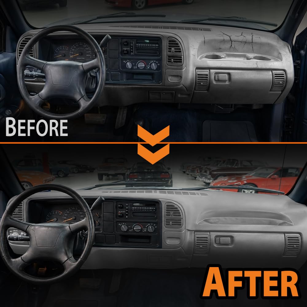 G-PLUS TPE Dashboard Dash Cover w/Pass Cupholder Compatible with Chevy Silverado Tahoe Suburban/GMC Sierra Yukon 1995-1996 Gray