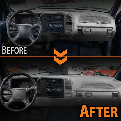 G-PLUS TPE Dashboard Dash Cover w/Pass Cupholder Compatible with Chevy Silverado Tahoe Suburban/GMC Sierra Yukon 1995-1996 Gray