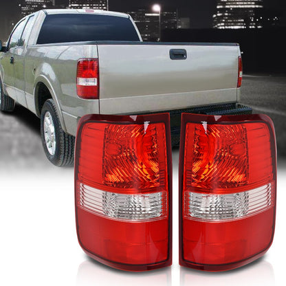 G-PLUS Tail Lights Lamp w/o Bulbs Left & Right Compatible with Ford F150 King Ranch, Lariat, XL 2004 2005 2006 luces traseras faros traseros Red 6L3Z13405BA, FO2800182 Rear Brake Lamps Assembly