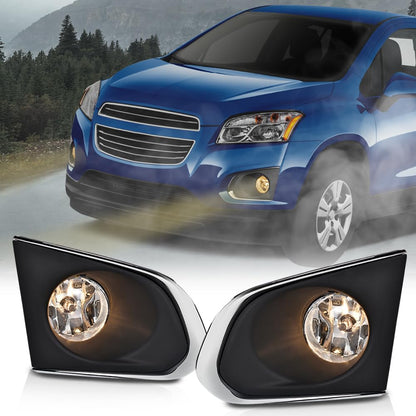 G-PLUS Fog Lights Bumper Lamps Left+Right w/Bulbs Compatible with Chevy Trax LS/LT/LTZ models only 2015 2016 GM2592312, GM2593312, 95227855, 95227856 Clear Lens Chrome Housing