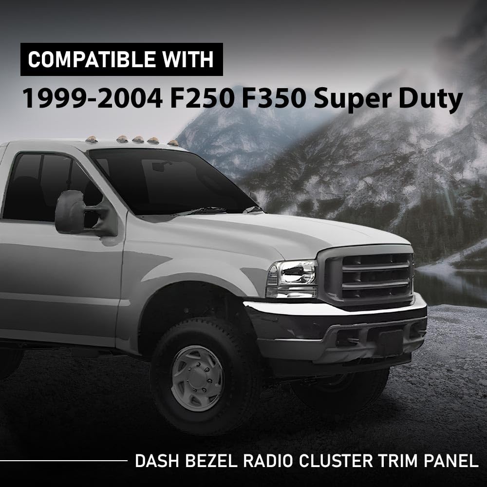G-PLUS Dash Bezel Radio Cluster Trim Panel 4x4 Black Compatible with Ford F250 F350 Super Duty 1999-2004 with Hole