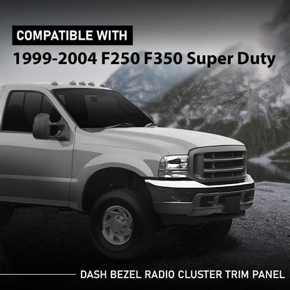 G-PLUS Dash Bezel Radio Cluster Trim Panel 4x4 Black Compatible with Ford F250 F350 Super Duty 1999-2004 with Hole
