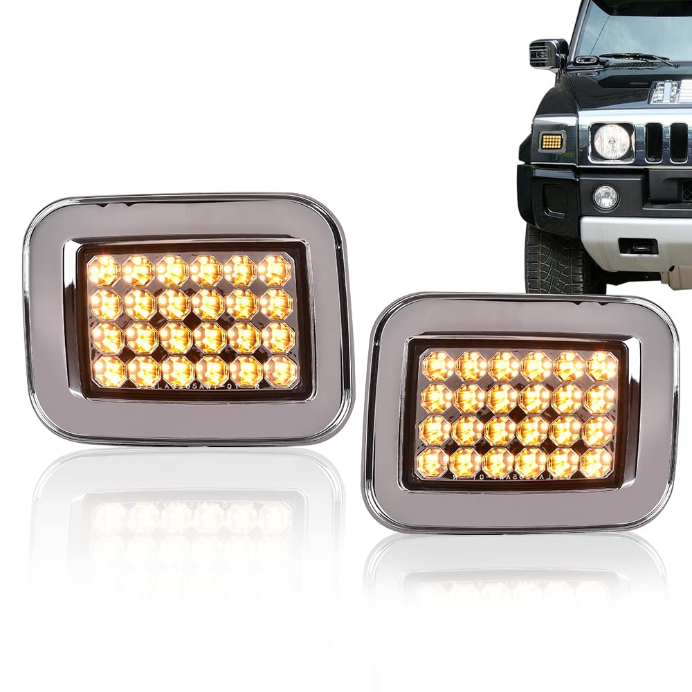 G-PLUS LED Front Park Signal Lamp Compatible with 03-08 H2 05-08 H2 SUT Left Right LED Corner Signal Lights Parking Lamps Turn Signal Marker Light Front Fender Replacement 2pcs