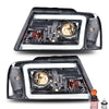 G-PLUS LED DRL Headlights, Compatible with 2004-2008 Ford F150/ 2006-2008 Lincoln Mark Lt(NOT Compatible with 2004 F150 Heritage/Flareside Beds Models), Smoky Lens Chrome Housing Clear Reflector