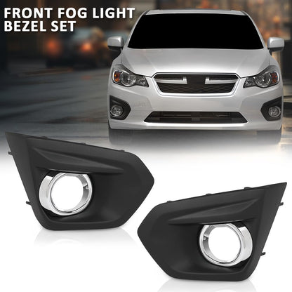 G-PLUS Front Fog Light Bezel Set W/Glossy Black Trim Compatible with Subaru Impreza 2012-2014 57731FJ020
