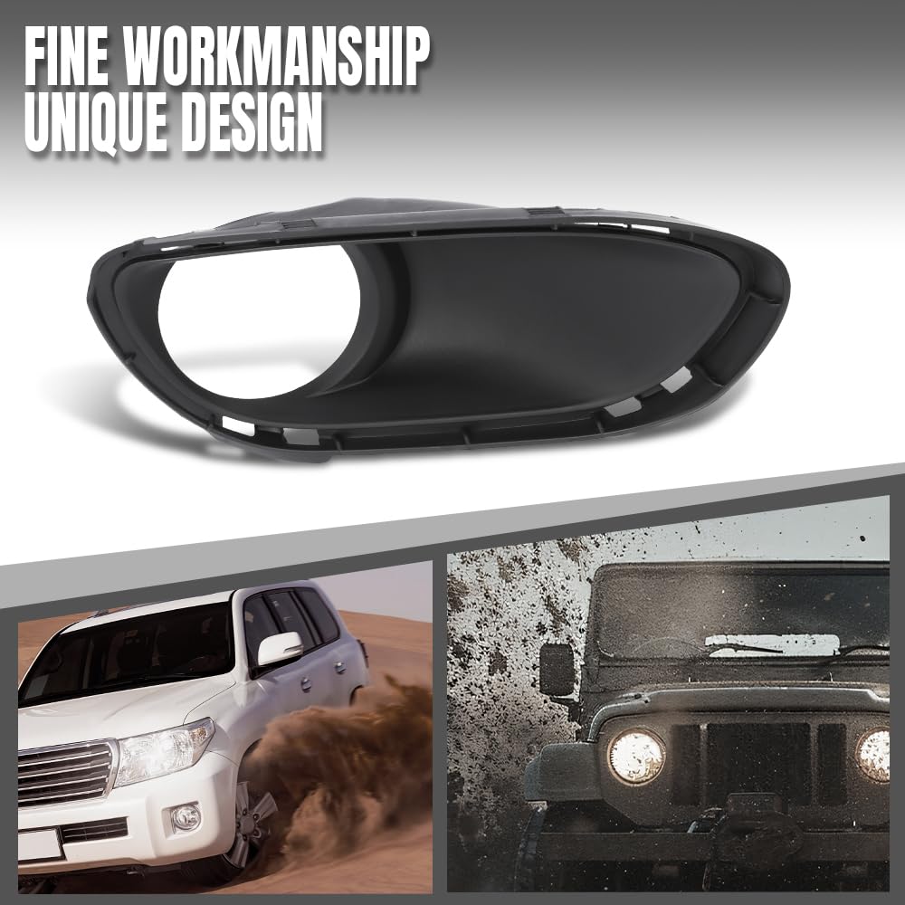 G-PLUS Fog Light Trim Driving Lamp Front Passenger Right Side Hand Compatible with Porsche Cayenne Turbo 2011 2012 2013 2014, Fit Porsche Cayenne Turbo S 2013-2014 95850509400, PO1039105 Black