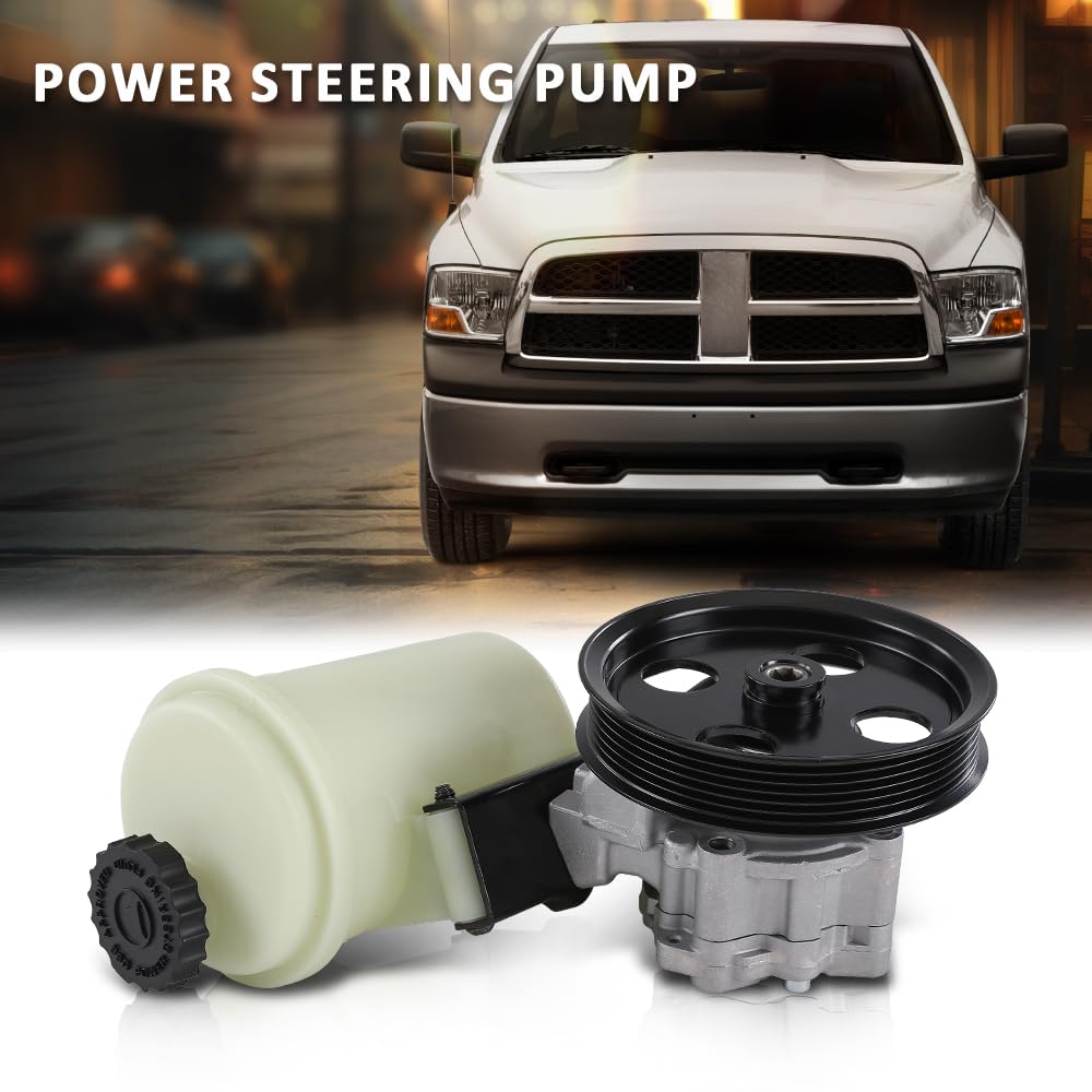 G-PLUS Power Steering Pump w/Reservoir Compatible with Dodge Ram 1500 2009-2010 w/Pulley & Reservoir 55398903AD, 55398903AE, 55398904AD, 55398904AE