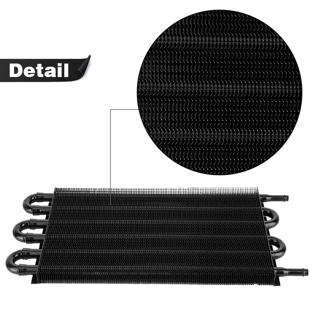 G-PLUS 6 Row AN6 Radiator Remote Aluminum Transmission Engine Oil Cooler + Hose/Mounting Kit