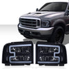 G-PLUS LED Bar Headlights Assembly Fit Ford F250 F350 F450 F550 Super Duty 2005-2007,Fit Ford Excursion 2005 Smoke Lens Black Housing DRL Headlamps w/Wiring,faros delanteros