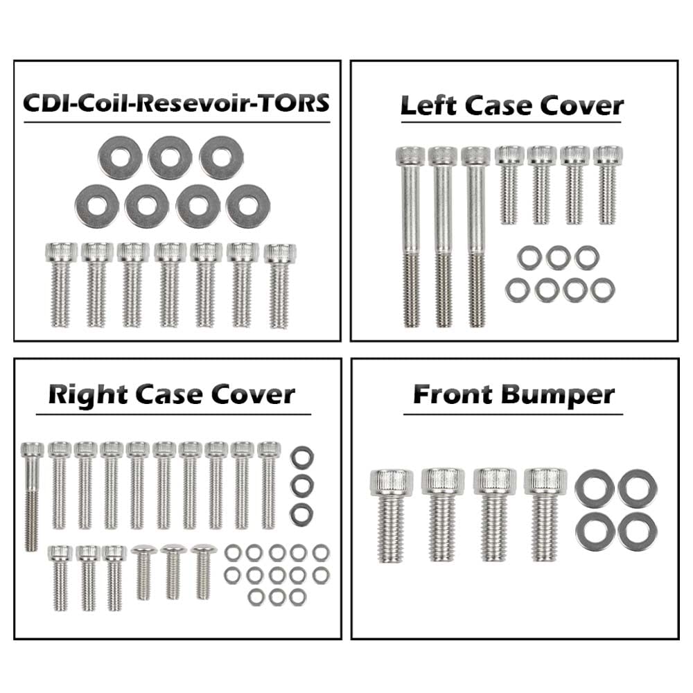 G-PLUS ATV Bolt Screw Kit Set 378 Piece Compatible with Yamaha Banshee 350 YFZ350 1987-2006 Polished Stainless Silver Color Iron