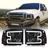 G-PLUS LED Headlights Compatible with Ford F250 F350 F450 F550 Super Duty 2005-2007 DRL BAR Headlamps Clear Lens Black Housing Amber Reflector,faros delanteros