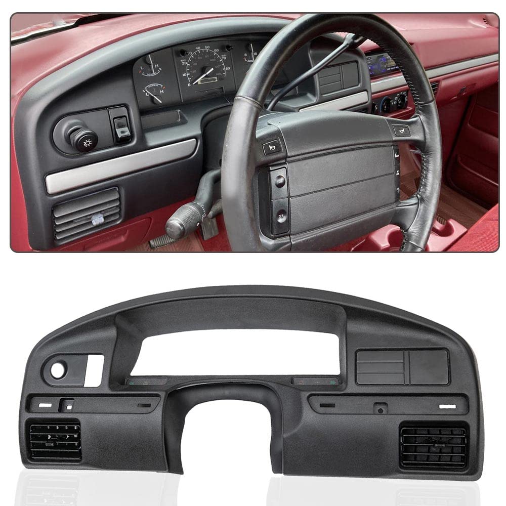 G-PLUS Dashboard Dash Panel Bezel, Compatible with Ford F150 F250 F350 Super Duty 1992 1993 1994 1995 1996 1997 W/Gas Engine Dash Cover ABS Plastic Adhesive