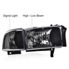 G-PLUS Headlights Lamps Fit 1994-2001 Dodge Ram 1500/1994-2002 Dodge Ram 2500 3500,Not fit Ram Sport,Clear Lens Black Housing Clear Reflector w/o Bulbs Bumper Headlamps,faros delanteros Assembly